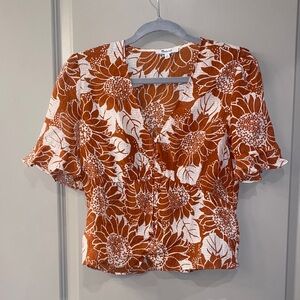 Madewell Sunflower Print Blouse - Orange and White